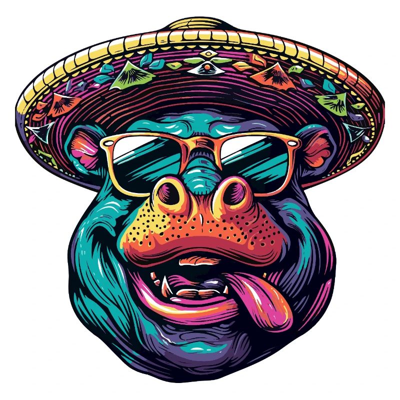 Hippopotame Drôle Sombrero