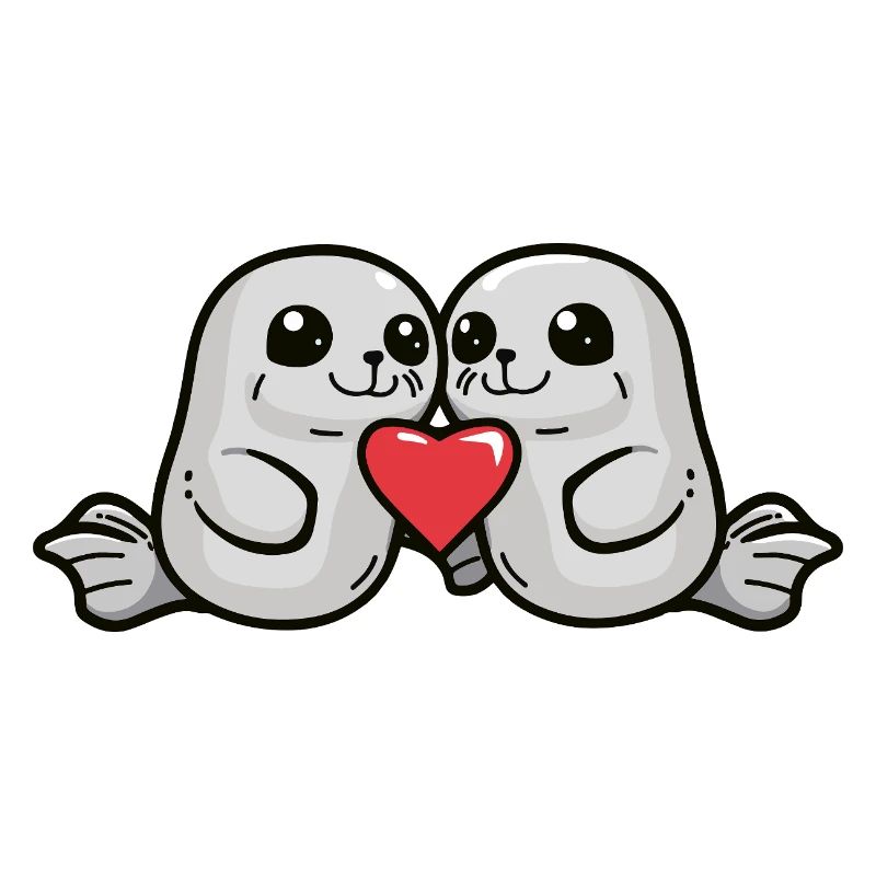 Couple de phoques Saint-Valentin
