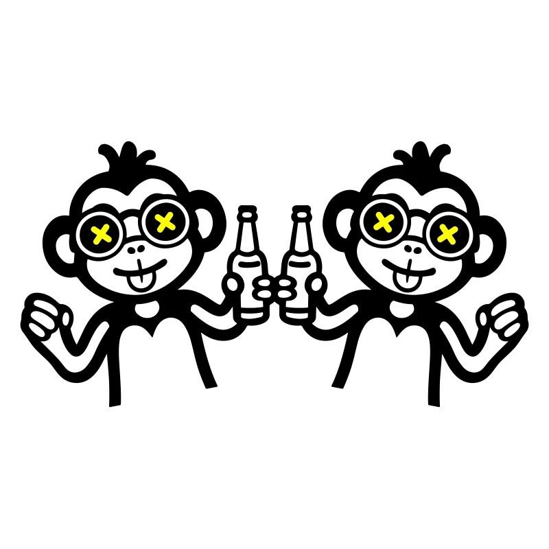 Monkeys buvant de la bière d’équipe