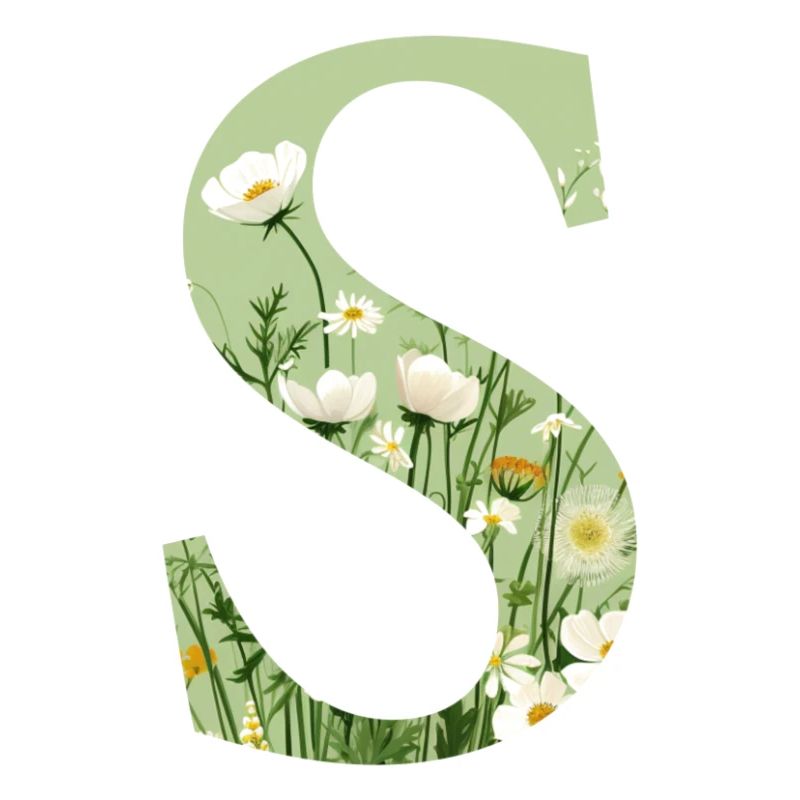 Buchstabe S, Monogramm, Blumenmuster