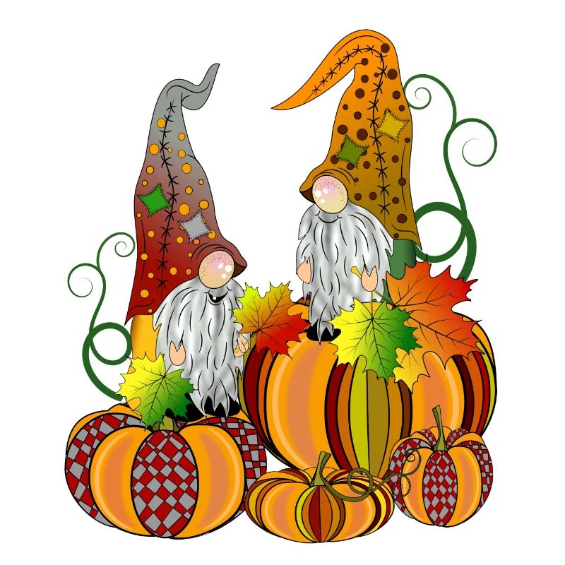 Gnome on pumpkin Gnome dwarfs pumpkin