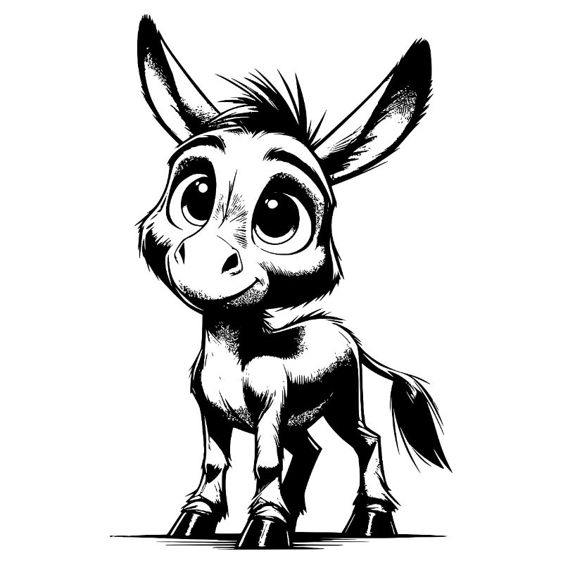 Mignon petit âne dessin au crayon