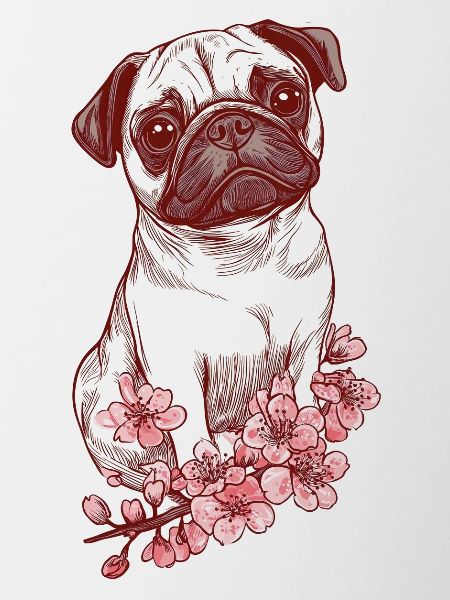 Pug with flowers