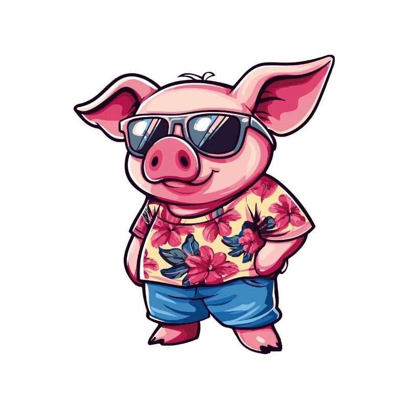 Cochon Bande Dessinée Été Cool