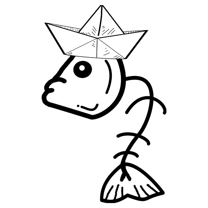 Fish bone fish head paper hat Moin