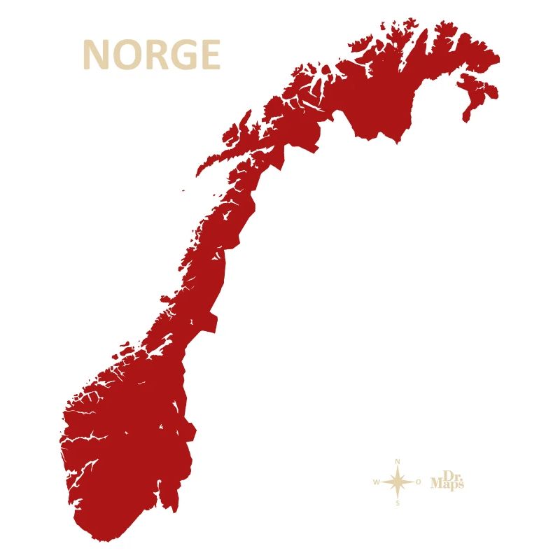Norge Norwegen Dr Maps red