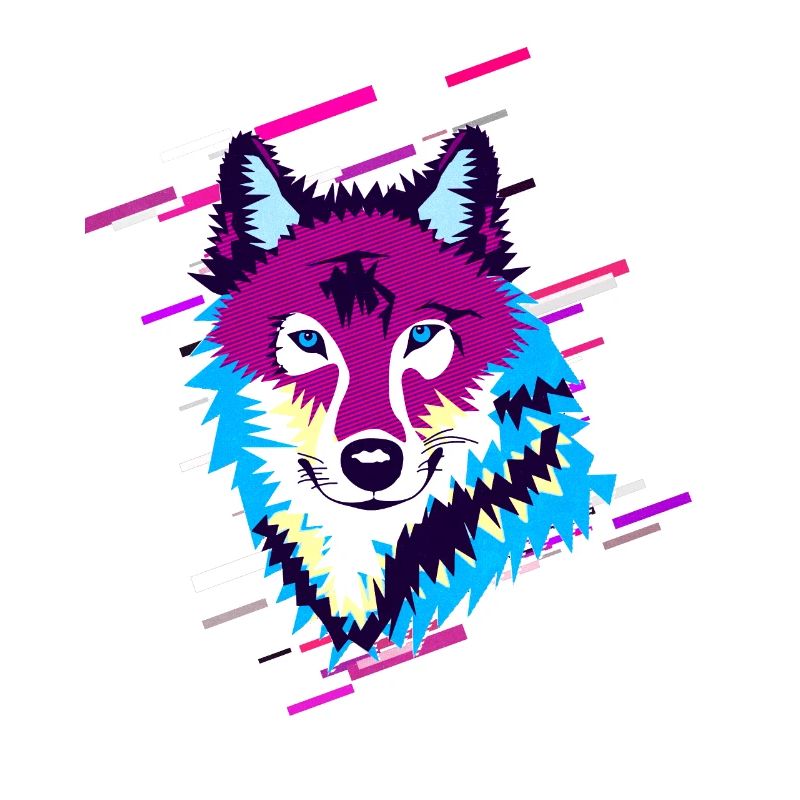Wolf Animal 80s Retro Violet