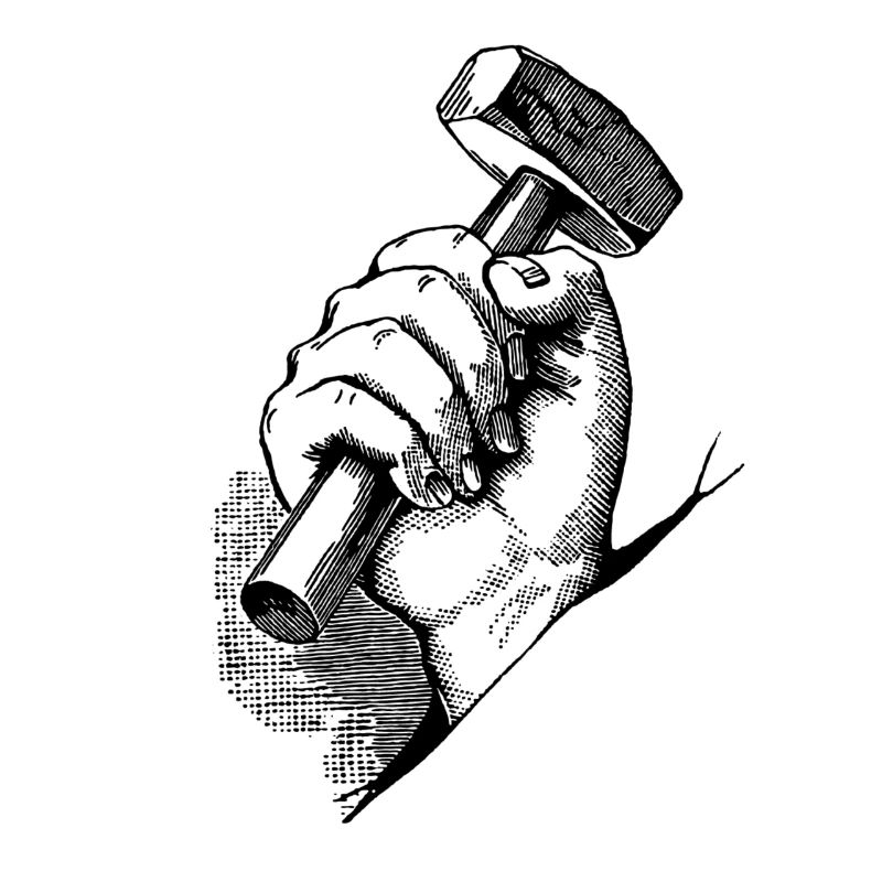 Hand mit Hammer
