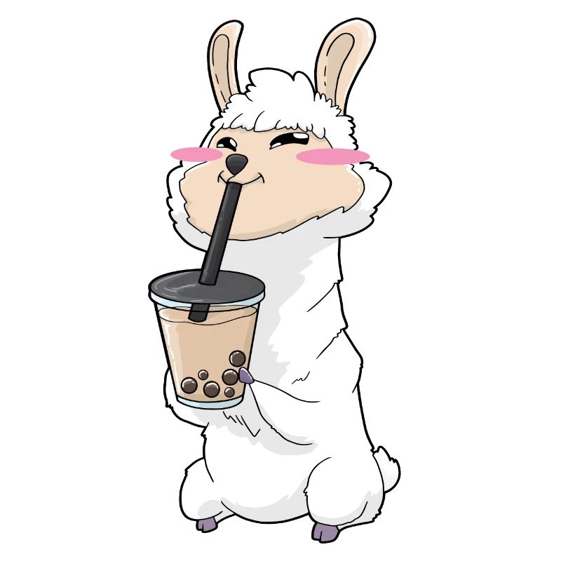 Lama Bubble Tea Kawaii Anime