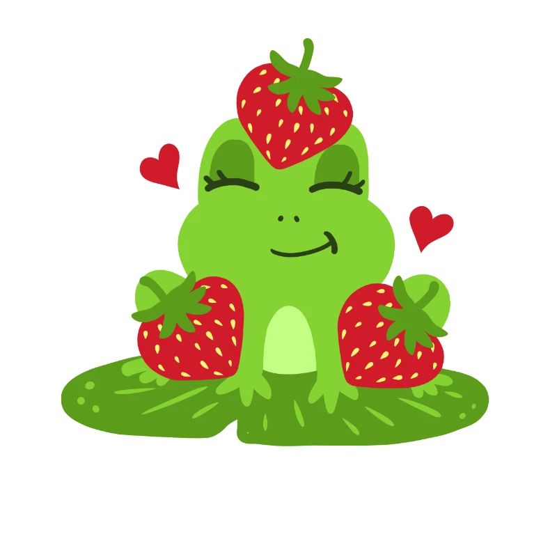 Frosch Erdbeere Kawaii
