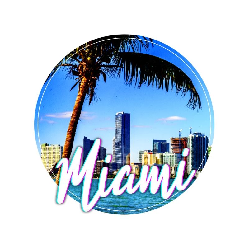 Miami Neon Palm Trees Skyline