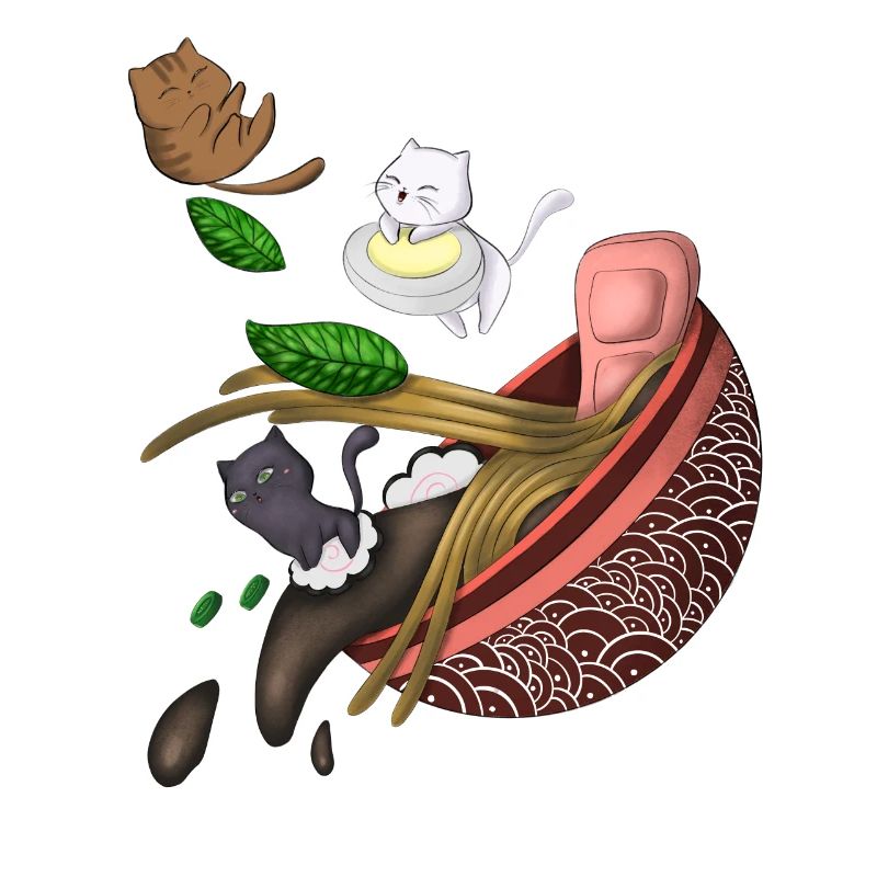 Whimsical Cat Noodle