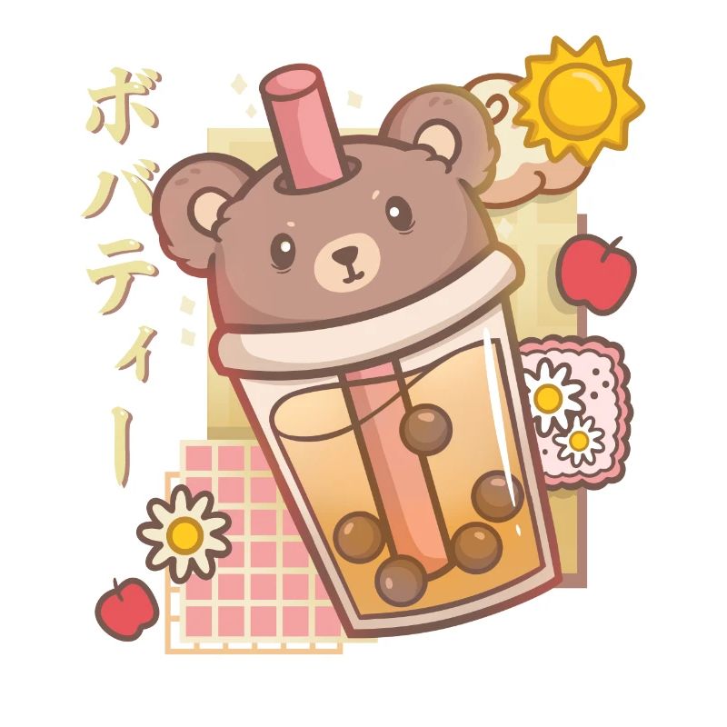 Bear Boba Tea Bubble Tea Anime Kawaii