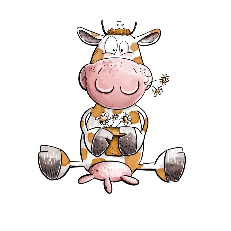 Vache avec des fleurs