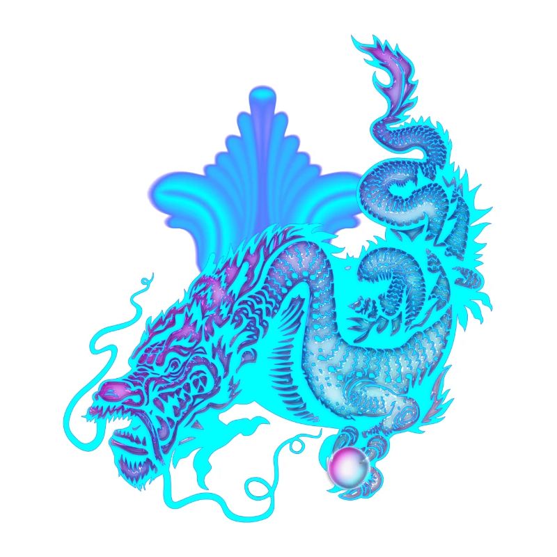 Bright Blue Chinese Dragon