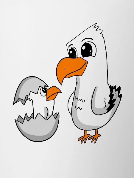 Mouette avec bébé Mouette