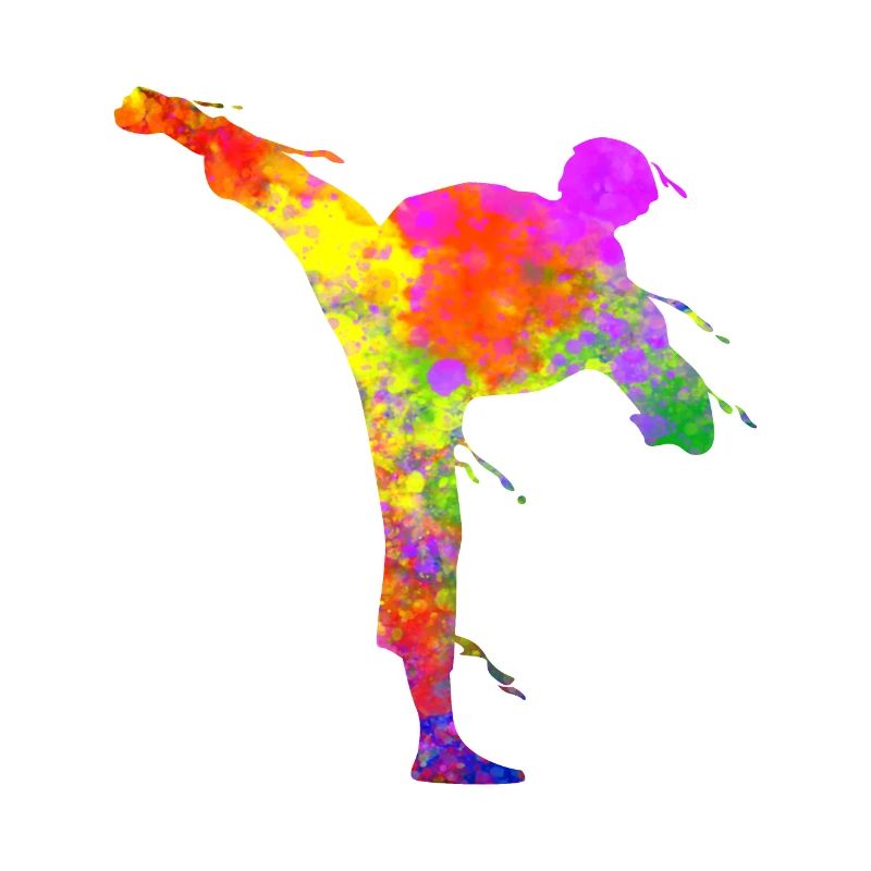 Tae Kwon Do Karaté Silhouette Colorée pour Filles