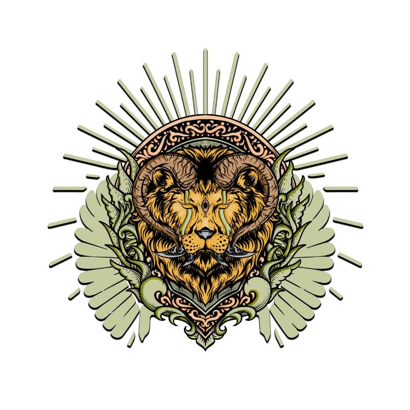 Impressive horned lion