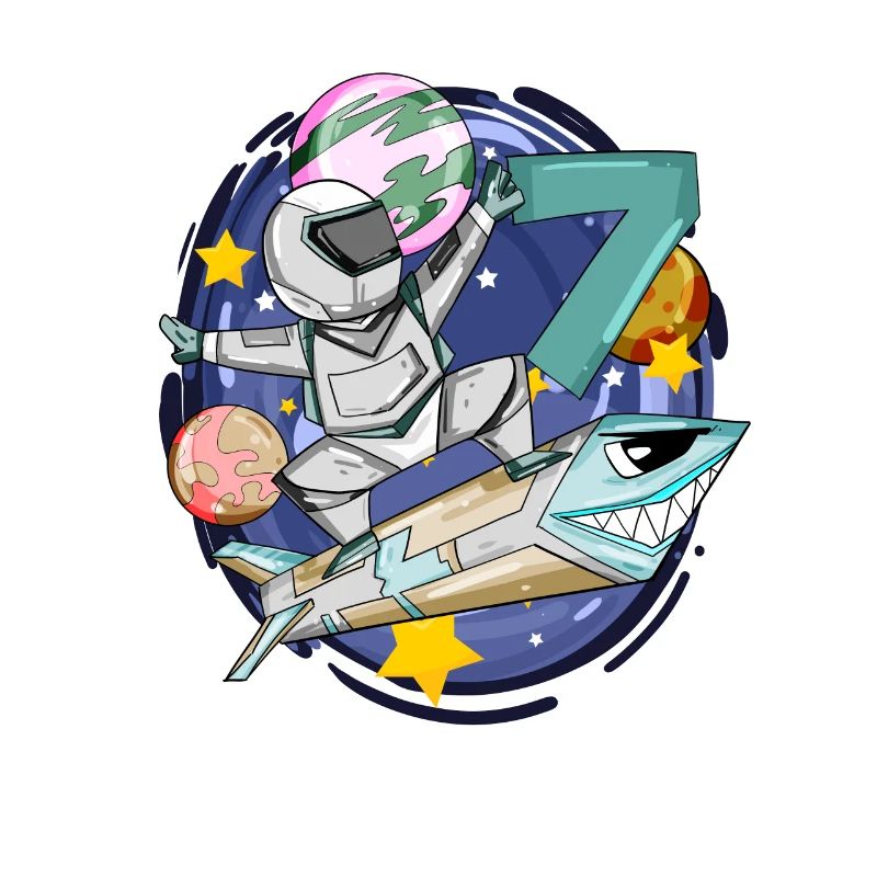 7 Birthday Astronaut Rockets Space