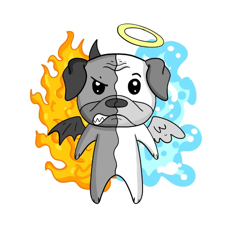 Dog Pug - Angel and Devil