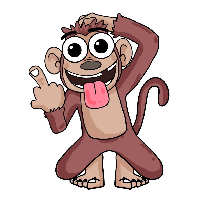 Affe, der Mittelfinger zeigt