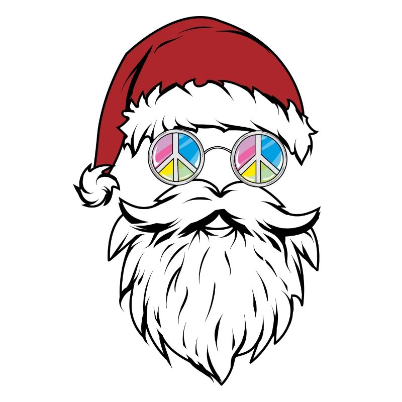 Weihnachtsmann mit runder Brille Liebe und Frieden
