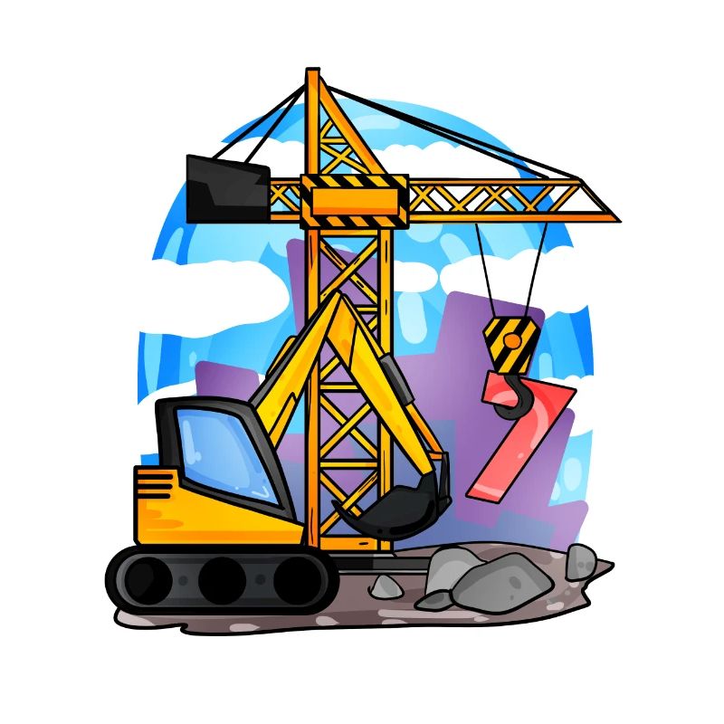 7. Geburtstag 7 Jahre Kran Baustelle Bagger Junge
