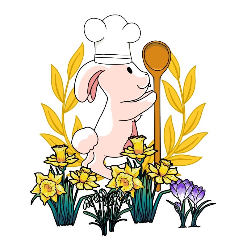 Cuisine de Pâques Cuisinier Cuillère de cuisson Lapin de Pâques Cuisinier