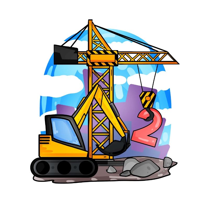 2. Geburtstag 2 Jahre Kran Baustelle Bagger Junge