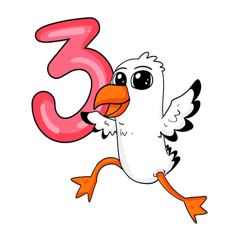 3rd birthday motif seagull - three years