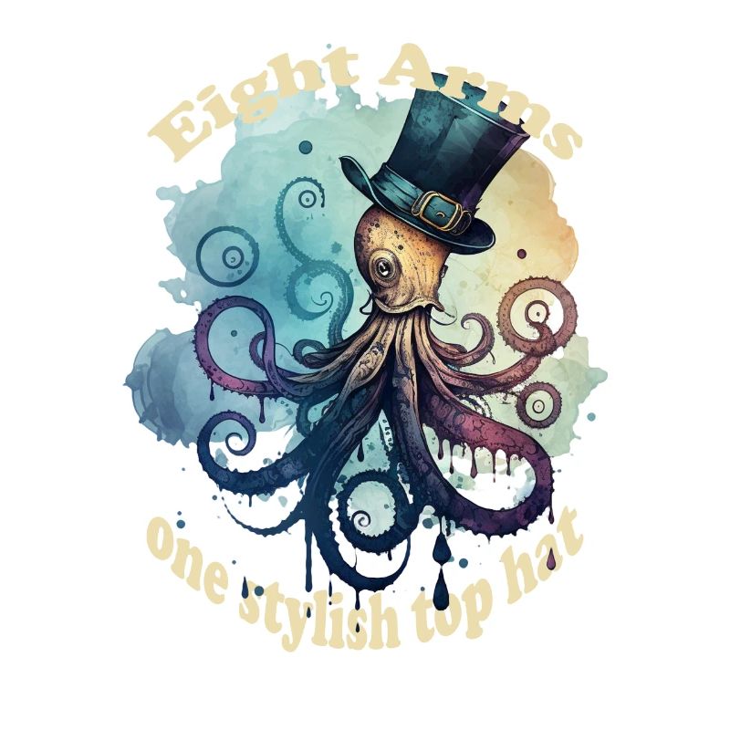 Eight arms, a stylish hat, octopus