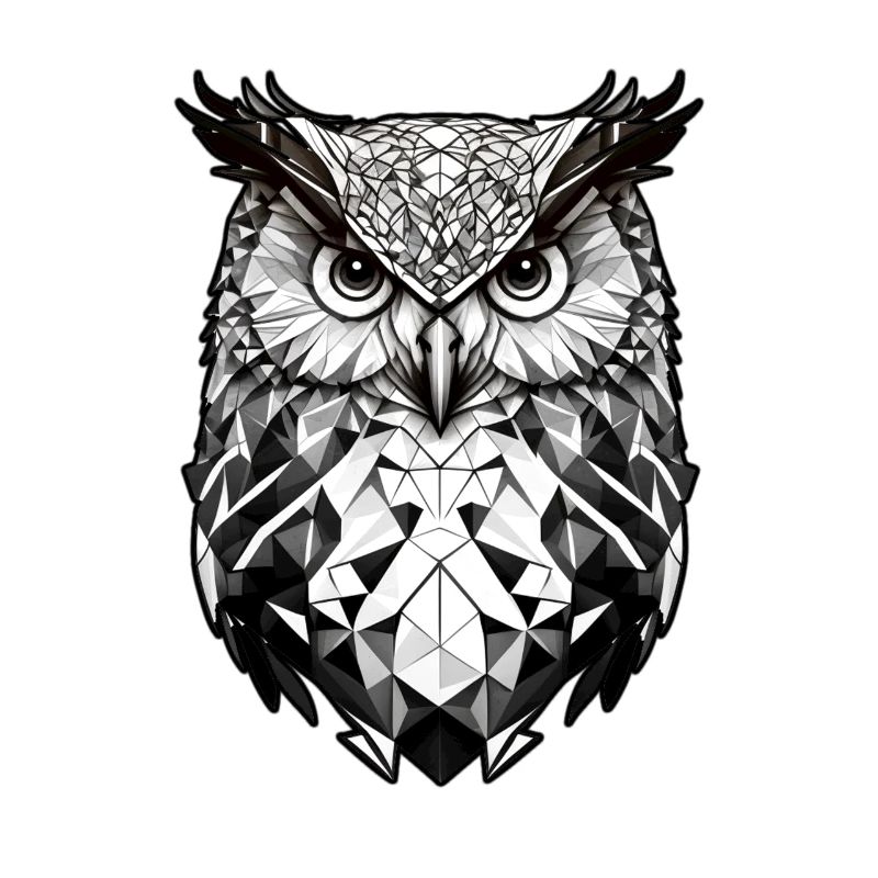 Geometric owl head black and white