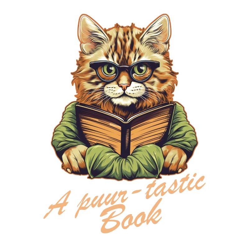 Chat avec livre et lettrage