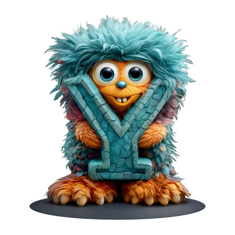 Monster und mit blauer Schrift