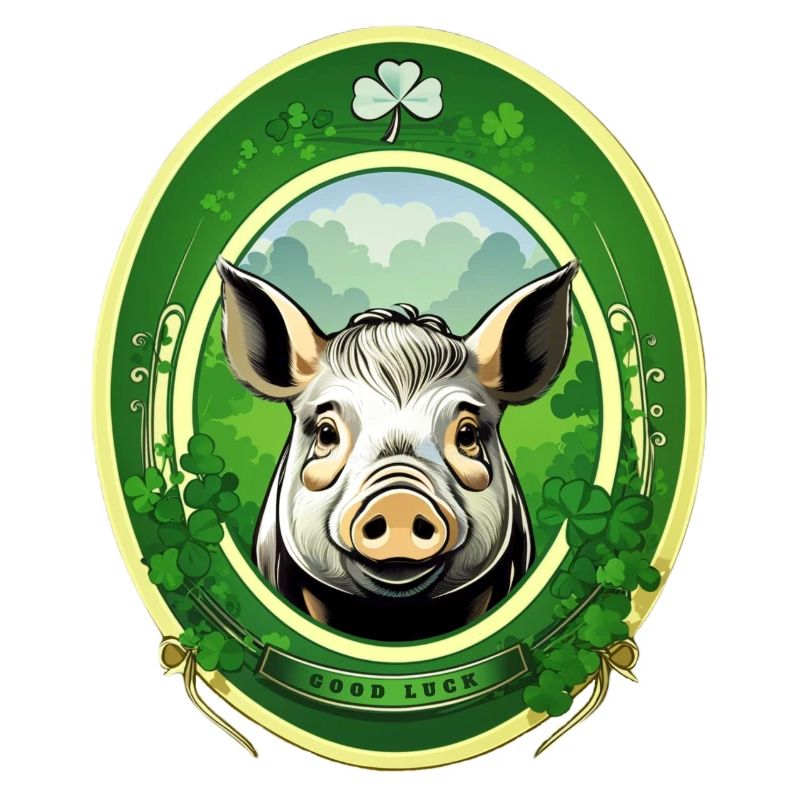 Cochon chanceux avec trèfles