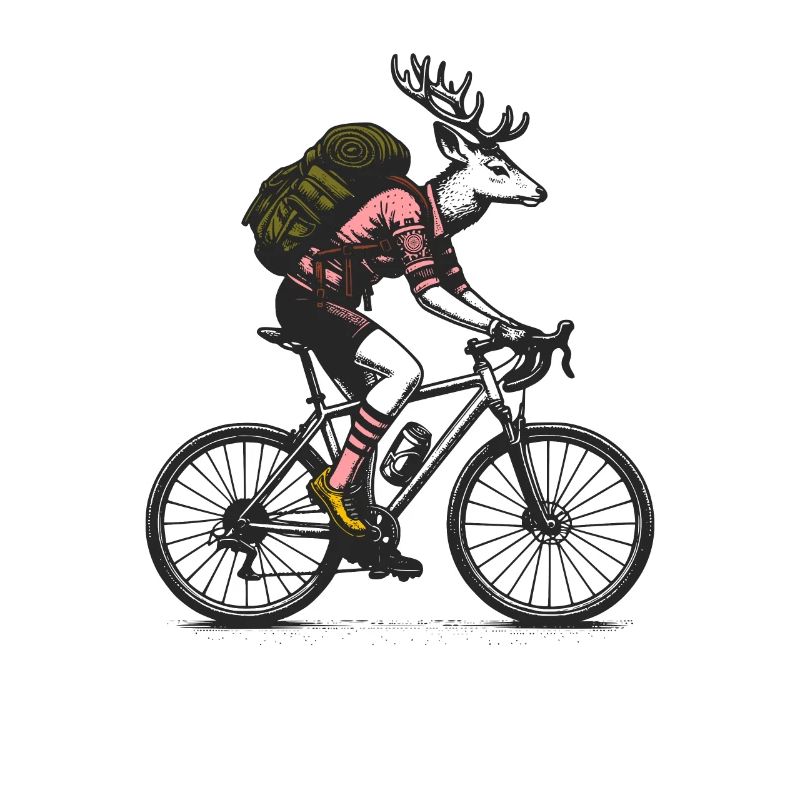 Cycling deer with backpack
