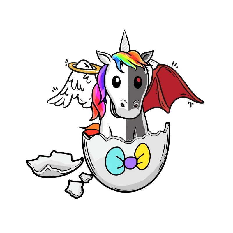Baby Unicorn Birth Angel Devil Satanic Egg