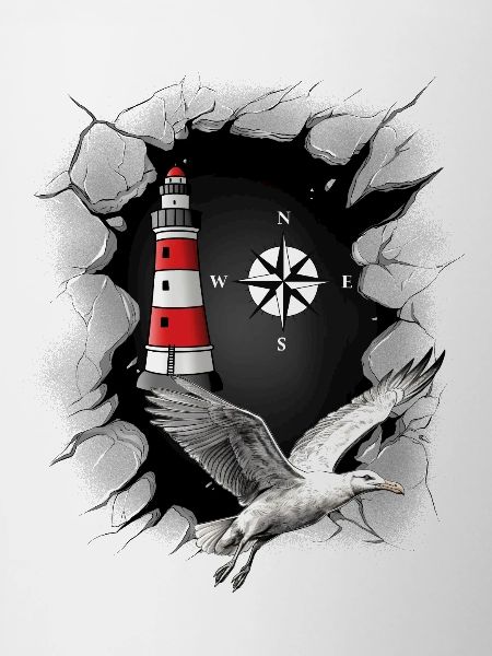 Seagull Lighthouse Compass Maritime
