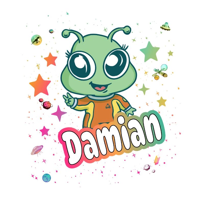 DAMIAN - Schöner Junge Name mit süßem Alien