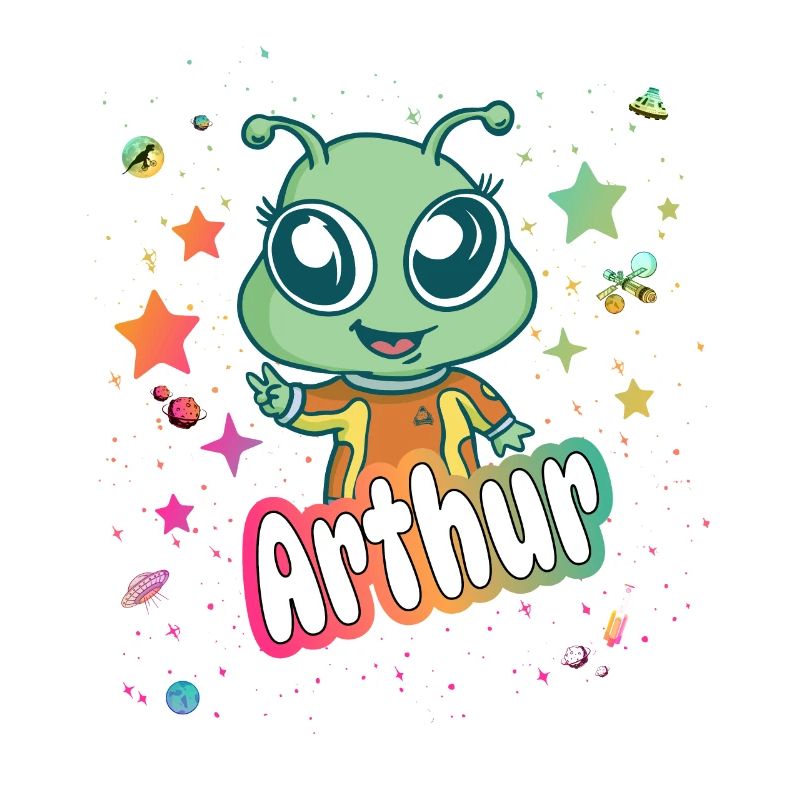 ARTHUR - Schöner Junge Name mit süßem Alien