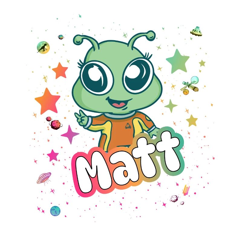 MATT - Beau nom de garçon avec un extraterrestre mignon