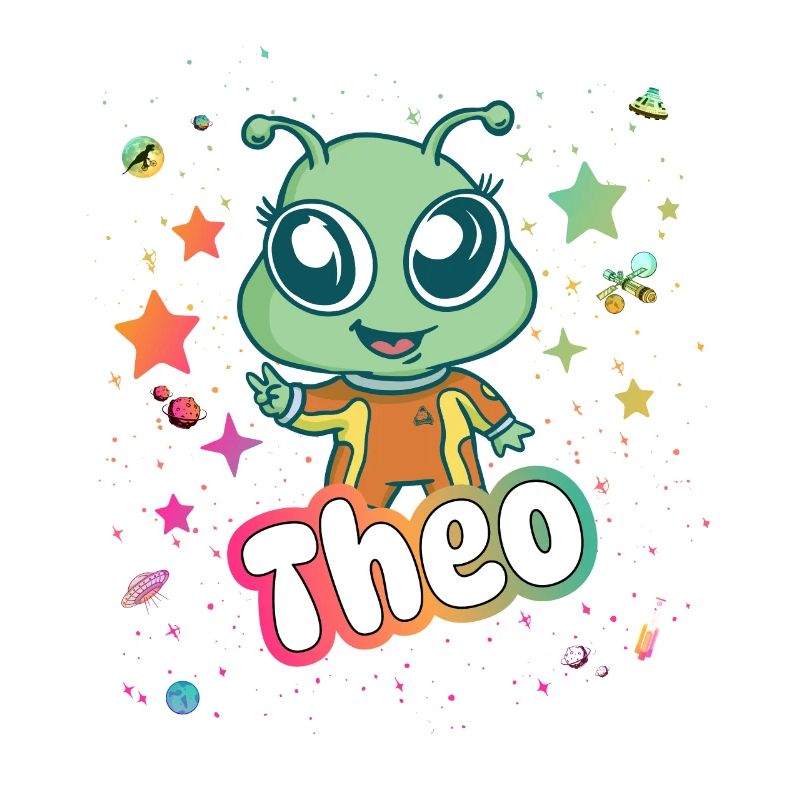THEO - Beautiful boy name with cute alien