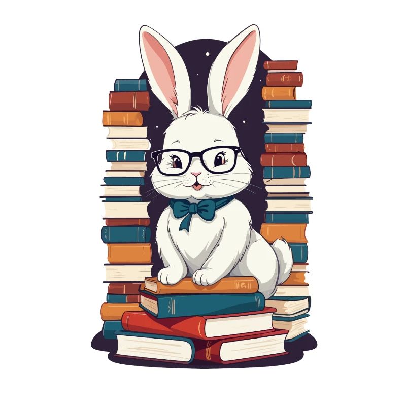 Reading bunny Enthusiastic book lover