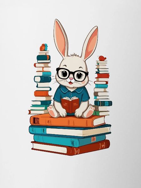 Reading bunny Enthusiastic book lover