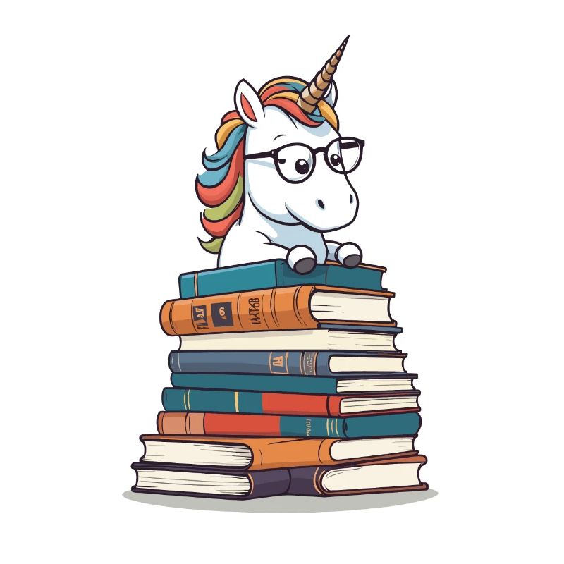 Mignon rat de bibliothèque licorne lecture imaginative