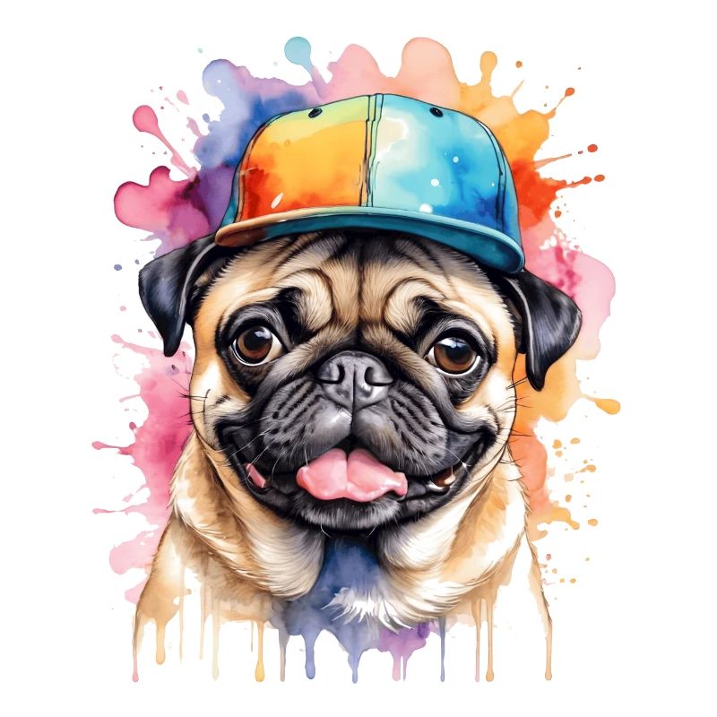 Carlin Snapback Cap Chien Coloré Drôle Design Imprimer