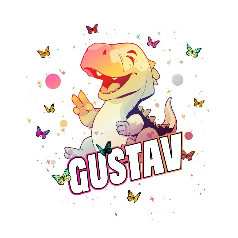 GUSTAV - Beau prénom de garçon avec mignon DINO T-REX