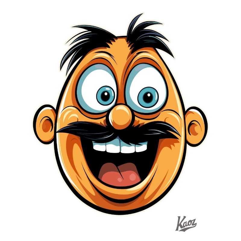 Funny cartoon guy with mustache