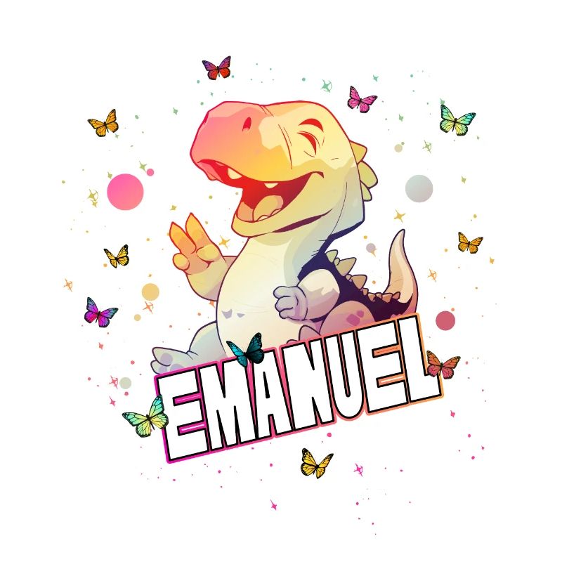 EMANUEL - Beau prénom de garçon avec mignon DINO T-REX