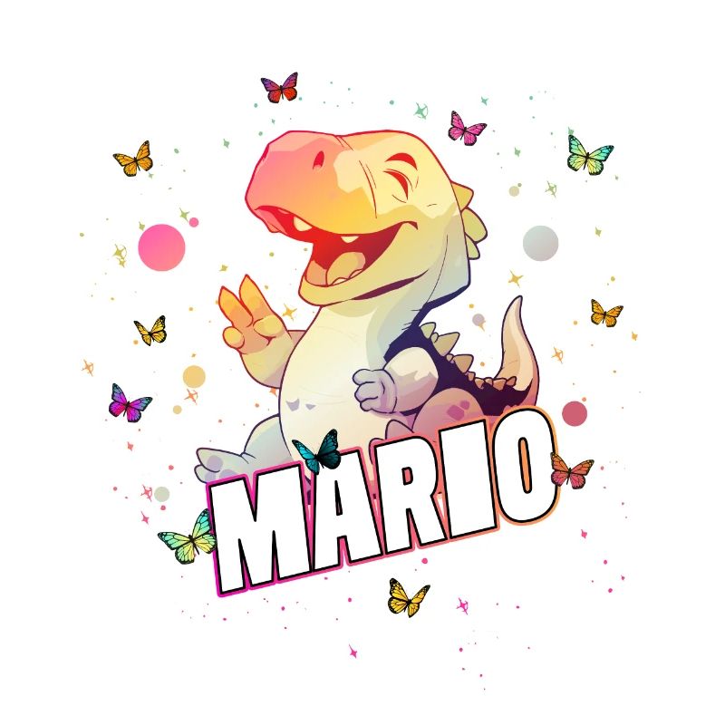 MARIO - Schöner Junge Name mit süßem DINO T-REX